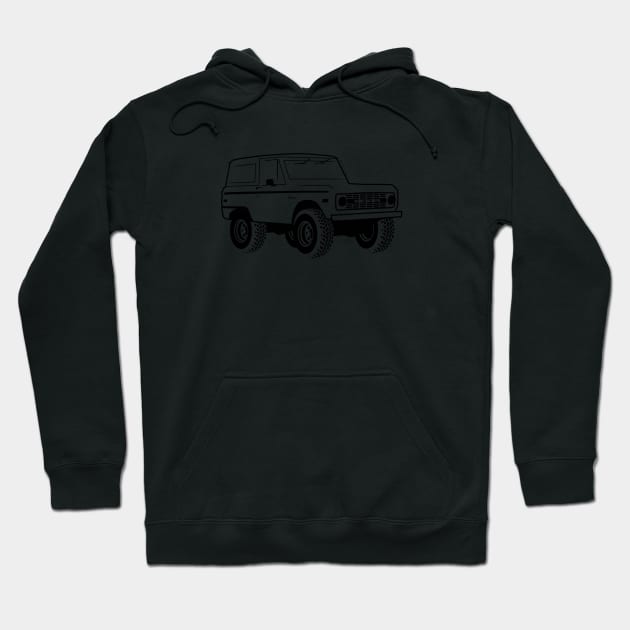 1966-1977 Ford Bronco Black Print Hoodie by The OBS Apparel